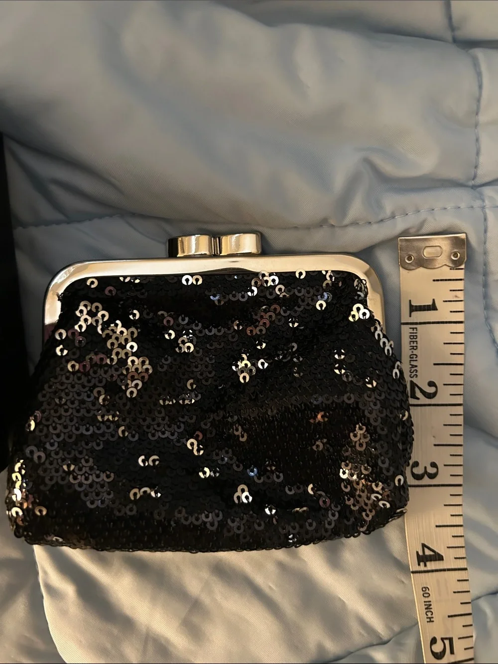 Victoria Secret “angel forever” Black Sequin Kiss-Lock coin purse “NWOT”